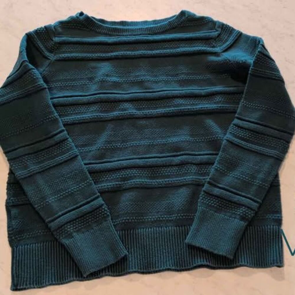 Loft Teal Textured Knit Sweater Size M